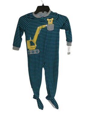 Carters 3T Striped Excavator Graphic Footed Pajamas